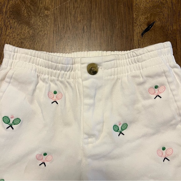 Janie and Jack Baby White Tennis Embroidered Twill Pull On Shorts 6-12 Months - Picture 2 of 7